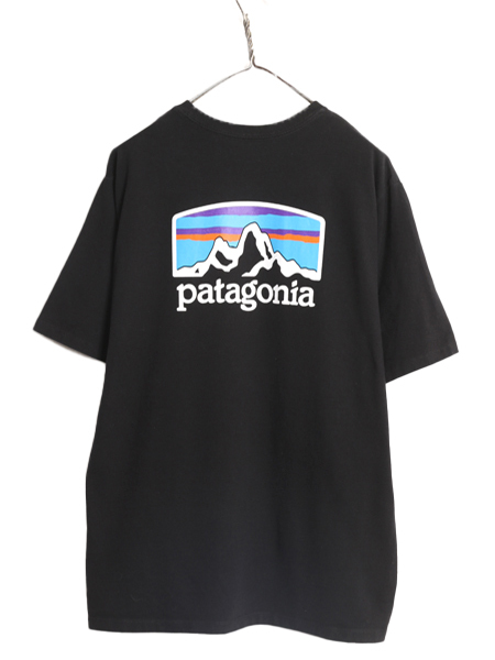 21年製 パタゴニア 両面 プリント 半袖 Tシャツ メンズ L / Patagonia アウトドア グラフィック イラスト バックプリント クルーネック 黒_画像1