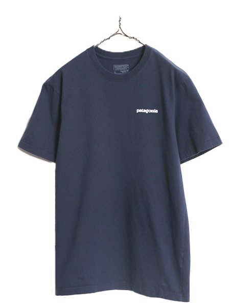 17年製 パタゴニア 両面 プリント 半袖 Tシャツ メンズ S / 古着 Patagonia アウトドア フィッツロイ P6 バックプリント ボックスロゴ 紺_画像5