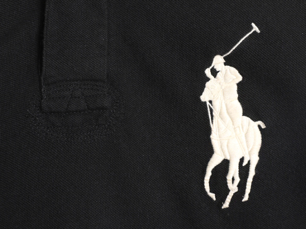 ビックポニー スペイン代表 モデル ポロ ラルフローレン 鹿の子 半袖 ポロシャツ メンズ L / ラガーシャツ タイプ ラグビー 半袖シャツ 黒_画像3