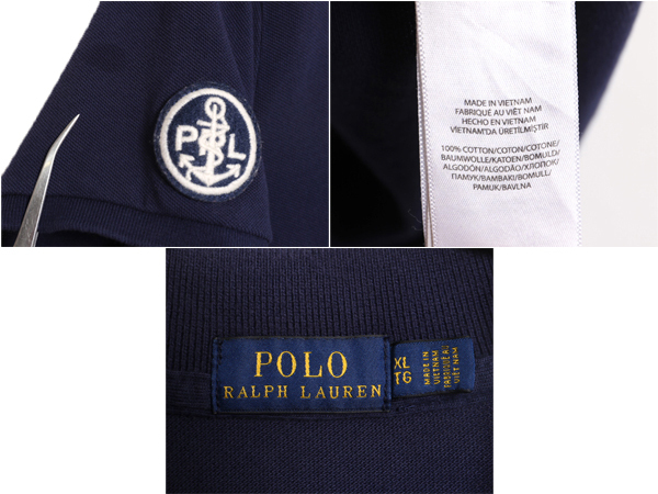  Polo Ralph Lauren deer. . polo-shirt with short sleeves One-piece lady's XL / old clothes dress mini height knee on height large size marine badge navy blue 
