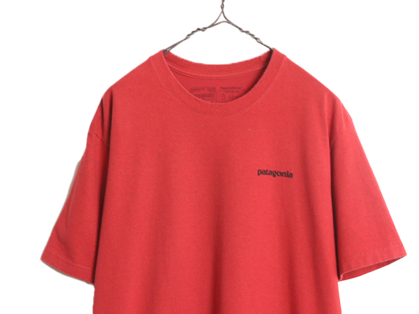 18年製 パタゴニア 両面 プリント 半袖 Tシャツ メンズ XL / Patagonia アウトドア 大きいサイズ P-6 ボックスロゴ バックプリント レッド_画像2
