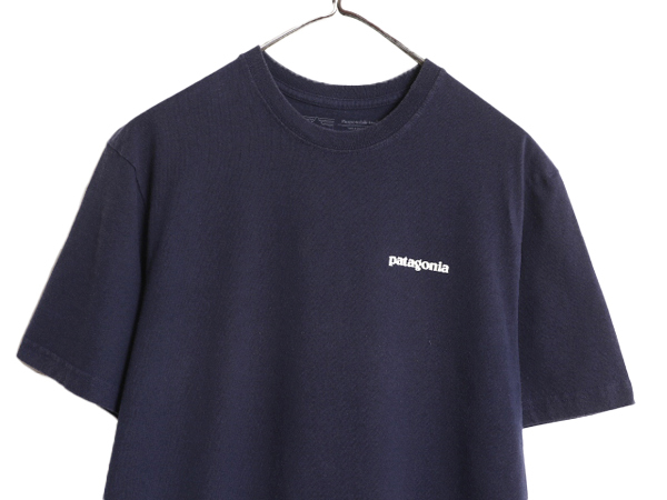 19年製 パタゴニア 両面 プリント 半袖 Tシャツ メンズ S / 古着 Patagonia アウトドア フィッツロイ P6 ボックスロゴ バックプリント 紺_画像2