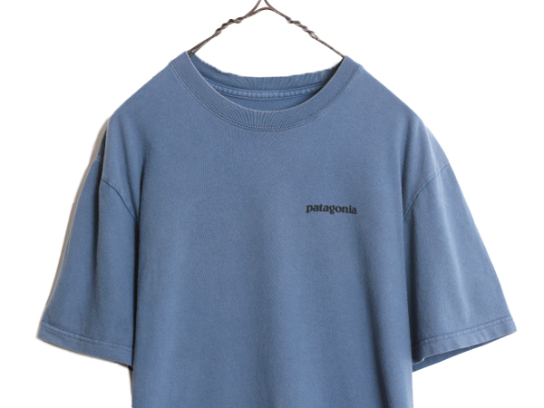 17年製 パタゴニア 両面 プリント 半袖 Tシャツ メンズ М / 古着 Patagonia アウトドア フィッツロイ P6 バックプリント ボックスロゴ 青_画像2