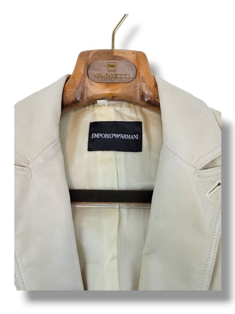 EMPORIO ARMANI/エンポリオ・アルマーニ　レザージャケット　本革 テーラードジャケットサイズ50L～XL ライトベージュ　春色_画像5