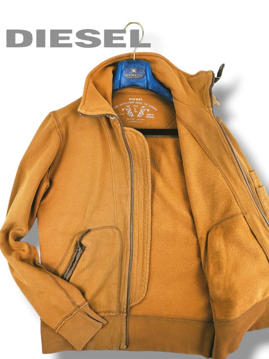 【DIESEL/ディーゼル】 トラックジャケット スウェット ジップジャケット胸&バックプリント コットンブルゾン サイドL 部分レザー使いの画像9