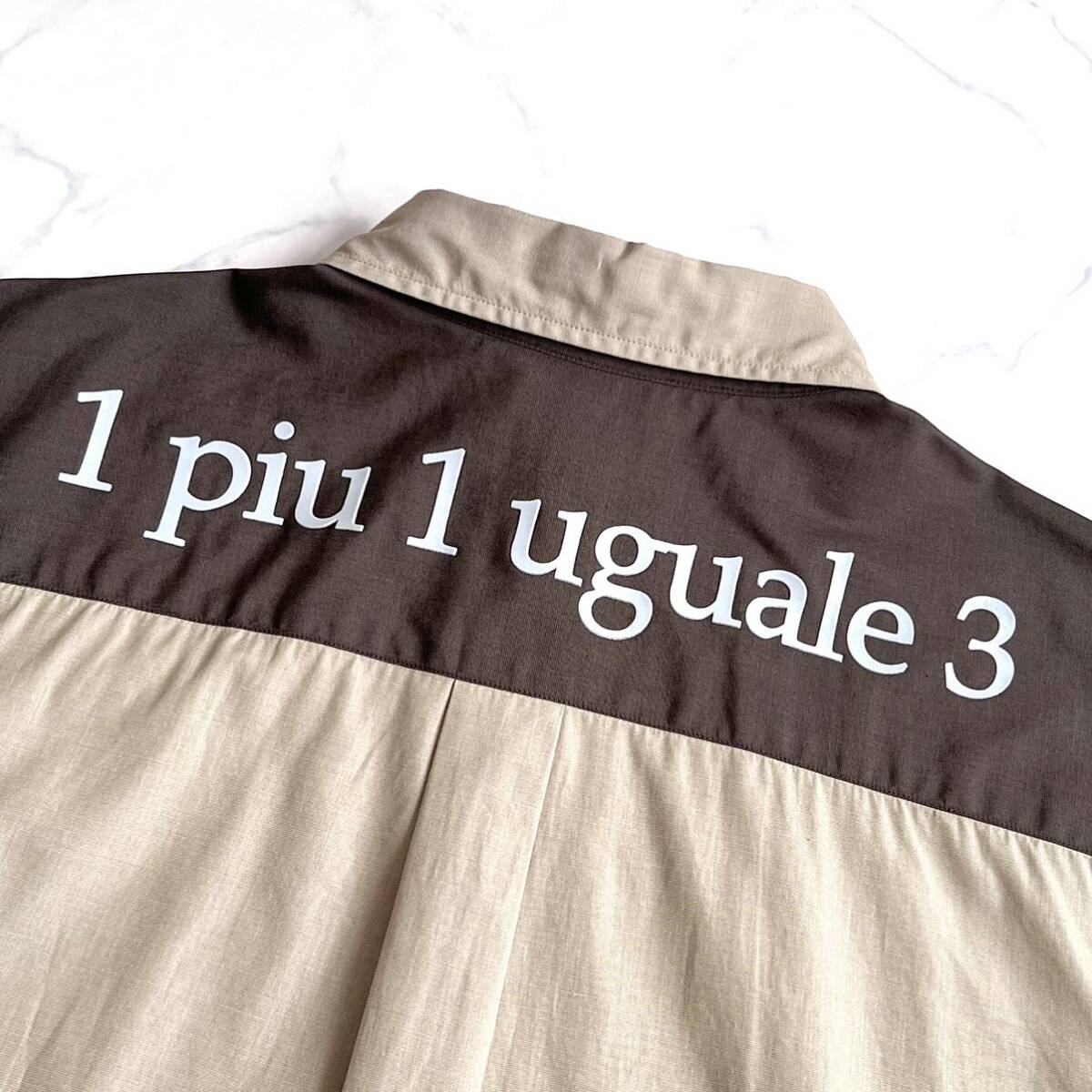 1piu1uguale3【美品◎定価52,800円】BIG SHIRTS オーバーサイズシャツ サイズV 背面ブランドロゴ ベージュ クレイジー配色 WJK AKM DIESEL_画像8