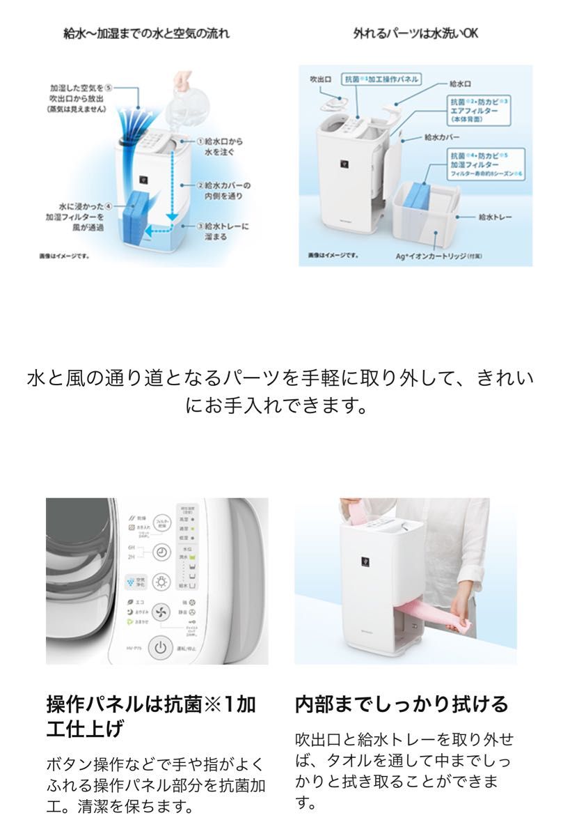 シャープ　SHARP HV-P55 ハイブリッド　加熱気化式加湿器 WHITE  加湿器 加熱気化式 ホワイト 白