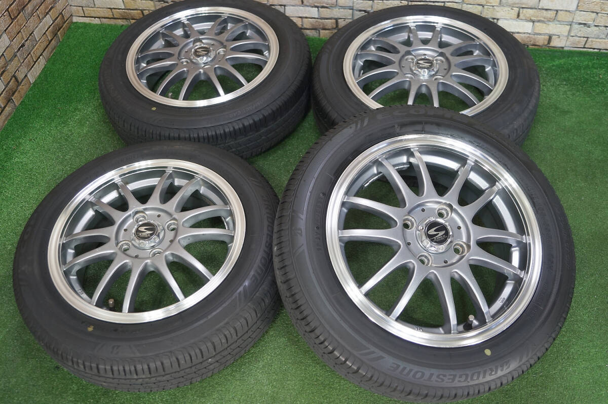 良品★StrongHold 5J+45 4H100★95%山★2021年★Bridgestone Ecopia 155/65R14 モコ MRワゴン スペーシア ワゴンR タント N-BOX デイズの画像1