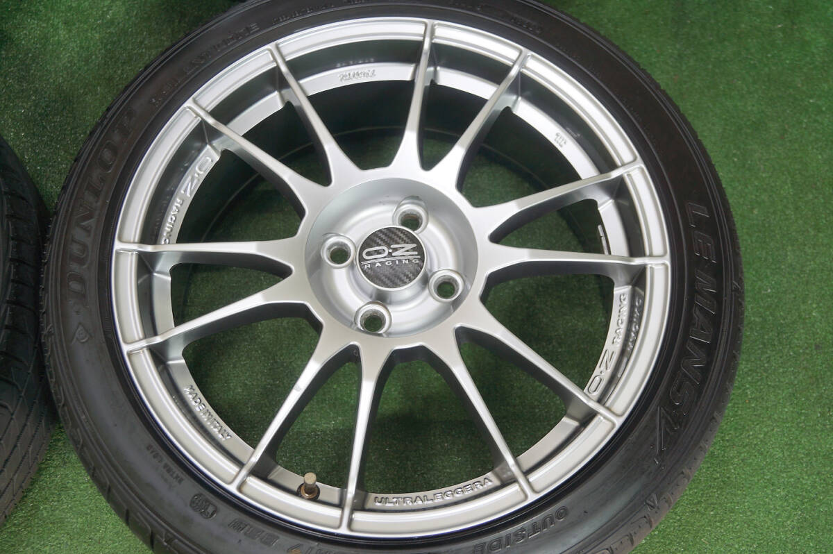 希少★美品★OZ Racing 7J+44 4H100★95%山★2022年★Dunlop Le Mans5 205/45R17 ヴィッツ フィット スイフト アクア ノート ロードスターの画像3