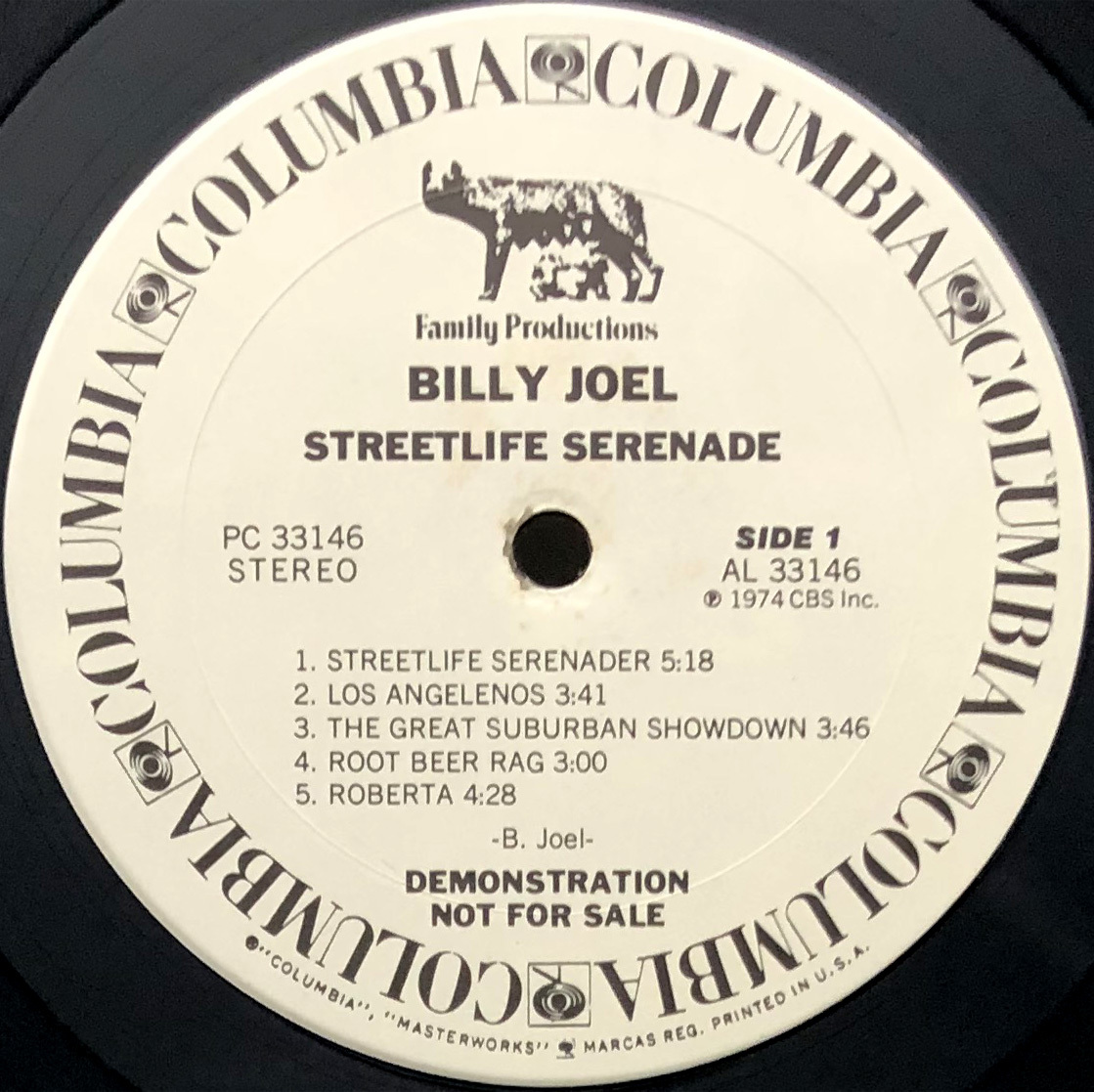 ★良盤 US ORIG 白プロモ LP★BILLY JOEL/Streetlife Serenade 1974年「Piano Man」延長線上にある名作3rd ALBUM 最初期高音質盤 PROMO WLP_画像3