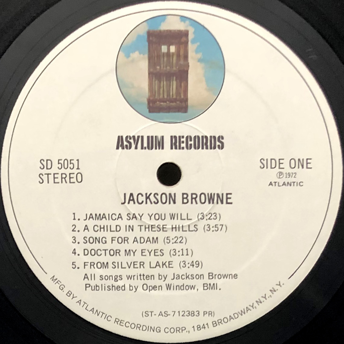 ★US ORIG LP★JACKSON BROWNE/1st 1972年 初回白ラベル 麻パルプジャケ インナー付 高音圧 JESSE ED DAVIS参加 『Doctor My Eyes』収録_画像3