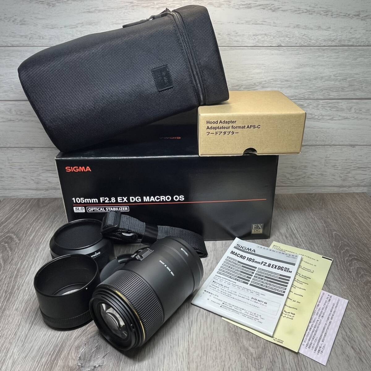 【YH-8716】中古現状品 SIGMA 105mm F2.8 EX DG OS HSM MACRO シグマ レンズ 1:2.8 マウント 一眼レフ ケース付き の画像1