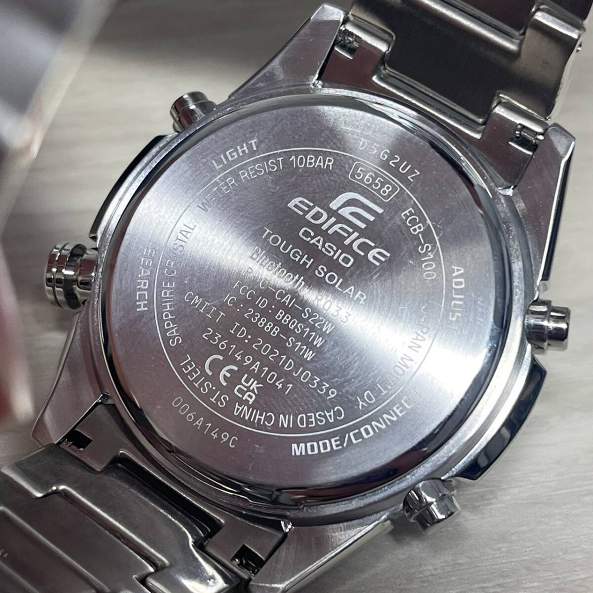 ●【YH-8753】中古現状品 CASIO EDIFICE ECB-S100 カシオ エディフィス 腕時計 ソーラー ワールドタイム 稼働品 【レターパックプラス可】の画像7