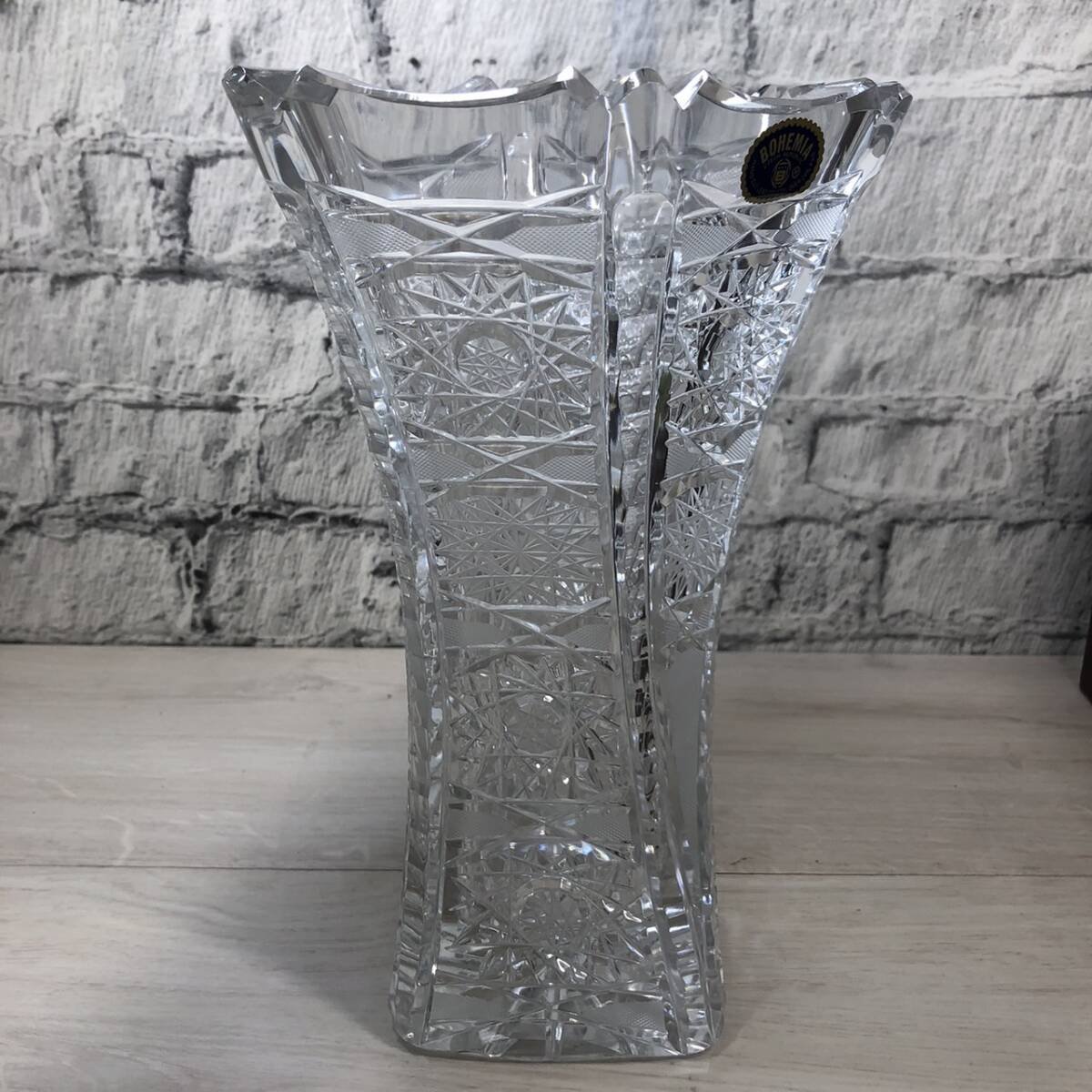 【YH-8787】未使用保管品 BOHEMIA ボヘミアン クリスタル グラス チェコスロバキア 花瓶の画像2