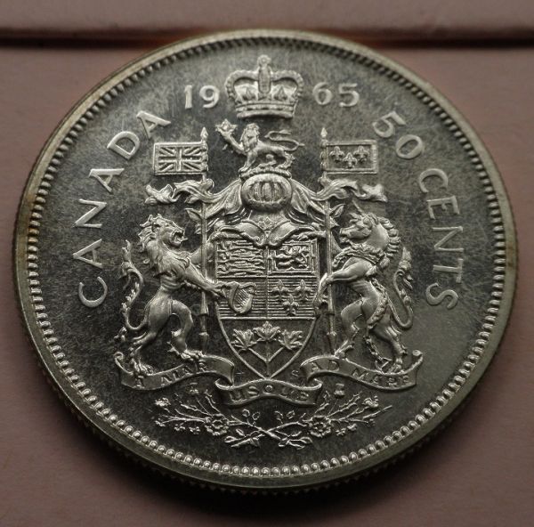 【カナダ】50セント銀貨 KM#63 1965年 エリザベスIIの画像7