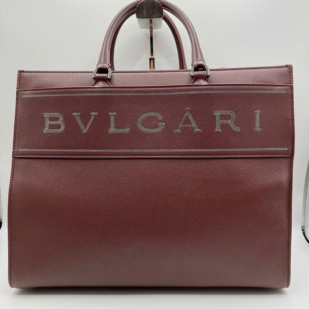 [ современная модель / превосходный товар ]1 иен BVLGARI RFID бирка установка BVLGARY te Caro go ручная сумочка деловая сумка кожа мужской A4 возможно бордо обычная цена 40 десять тысяч 