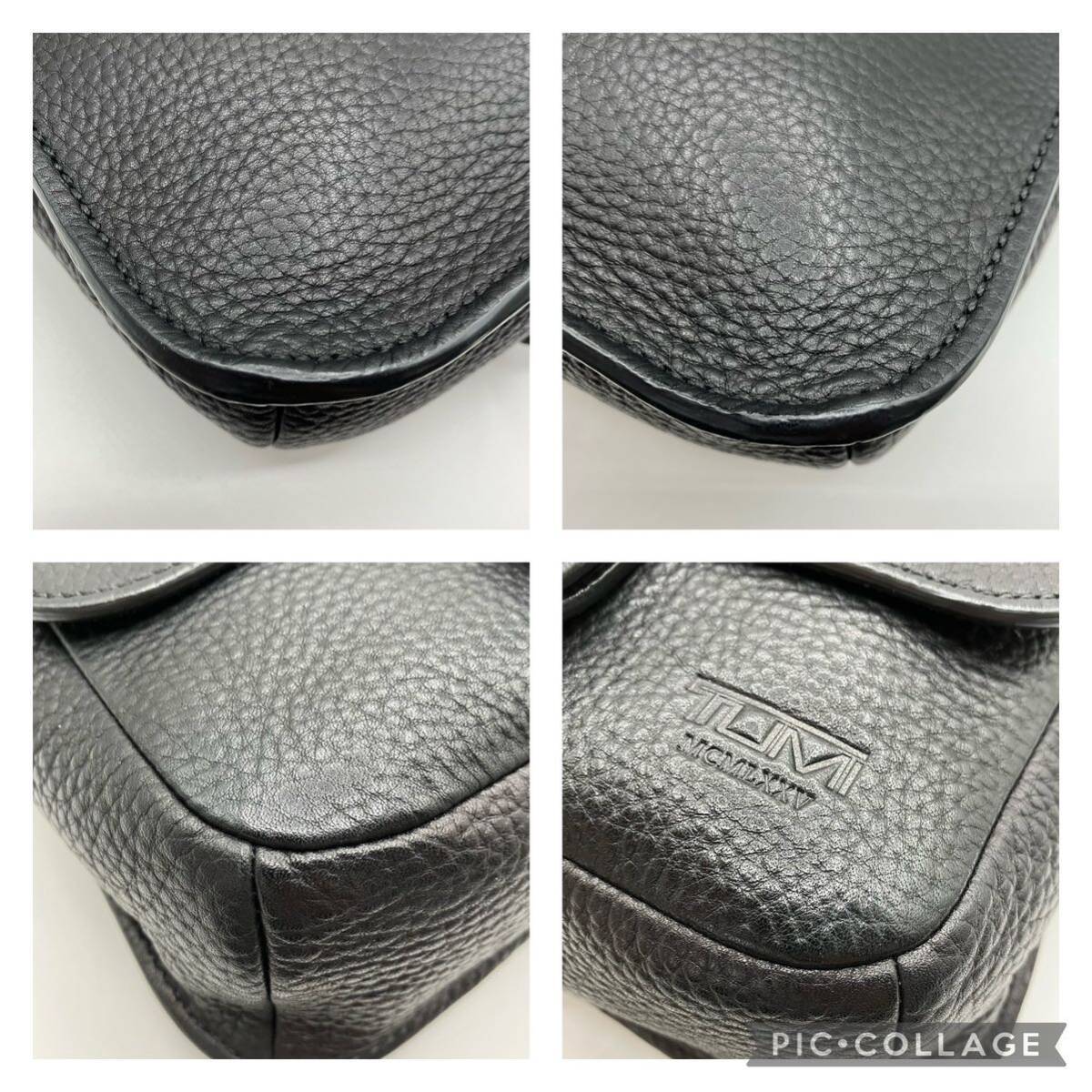 【希少/極美品】1円 TUMI トュミ ショルダーバッグ サコッシュ メッセンジャー レザー シボ 本革 メンズ ビジネス ブラック 斜め掛け ロゴの画像9