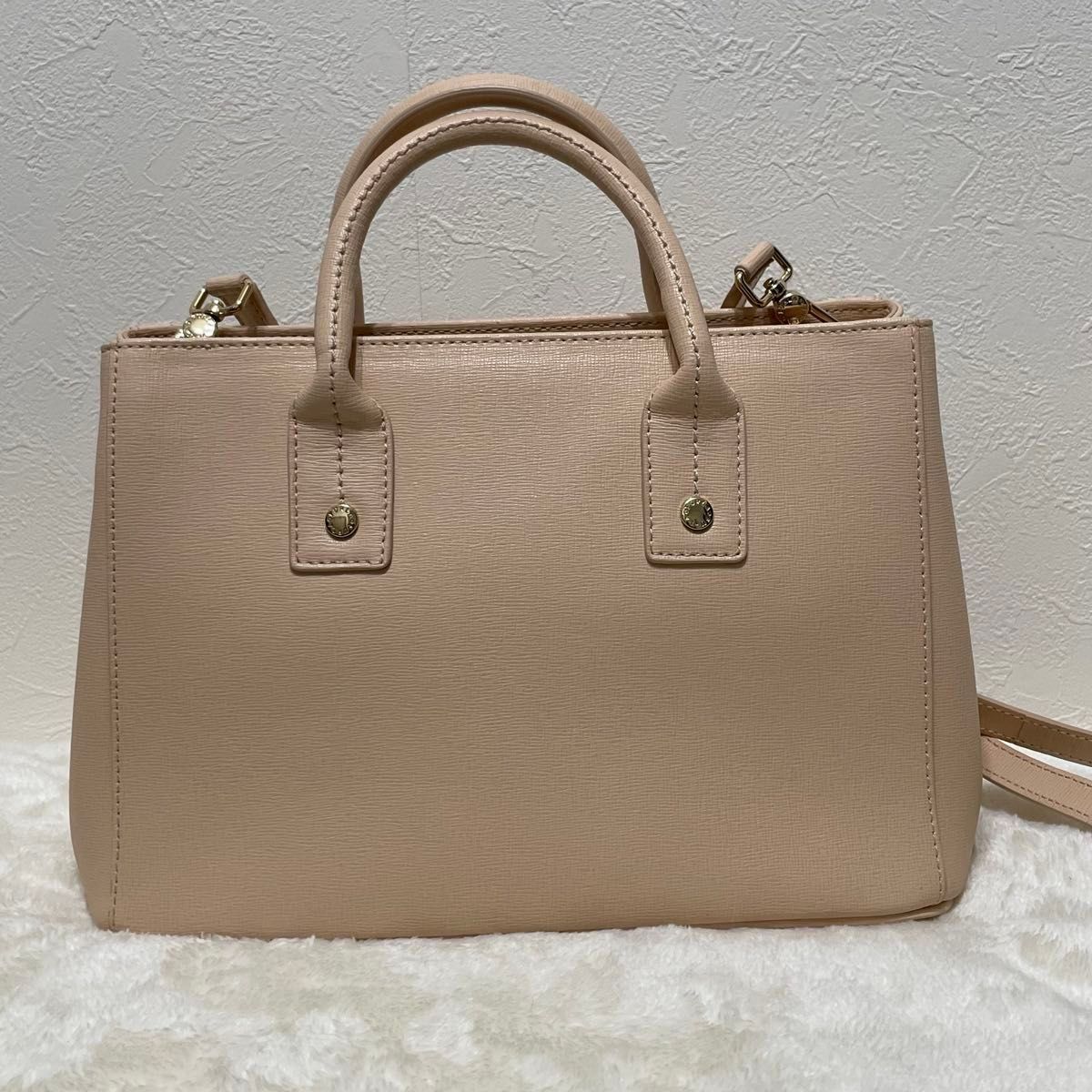 【極美品】FURLA フルラ 2way ハンドバッグ  ショルダーバッグ ピンクベージュ