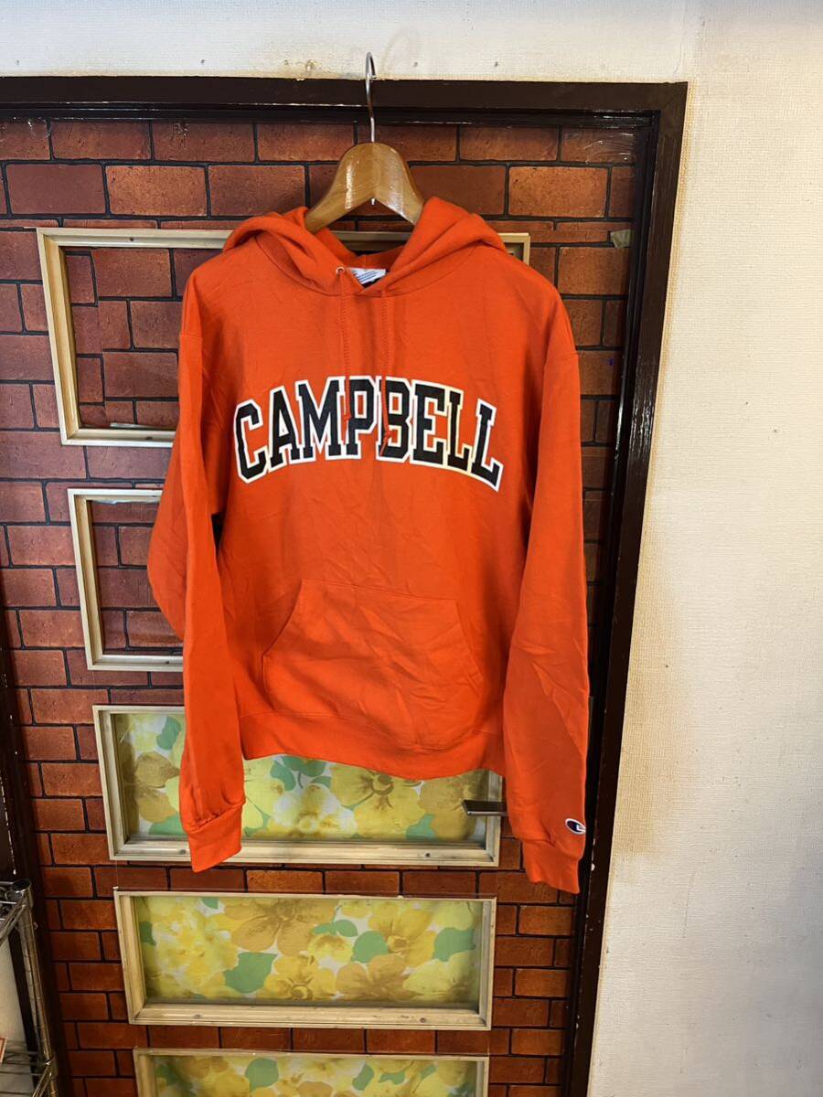 　スウェットパーカー チャンピオン オレンジ系　CAMPBELL サイズ S スポーティー アウトドア アメリカ古着　champion_画像1