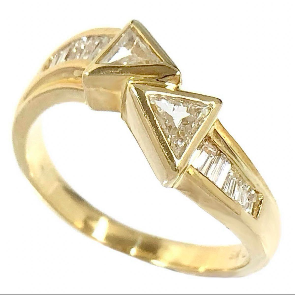 高級 K18 天然 ダイヤ 0.57ct 18金 ダイヤモンド リング 指輪