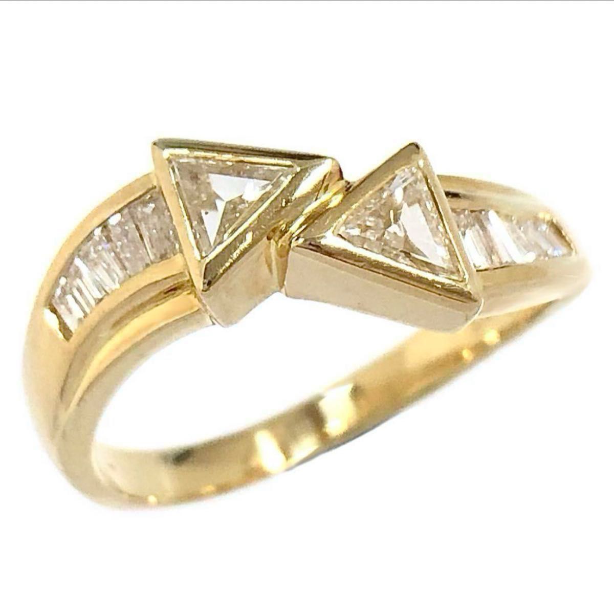 高級 K18 天然 ダイヤ 0.57ct 18金 ダイヤモンド リング 指輪