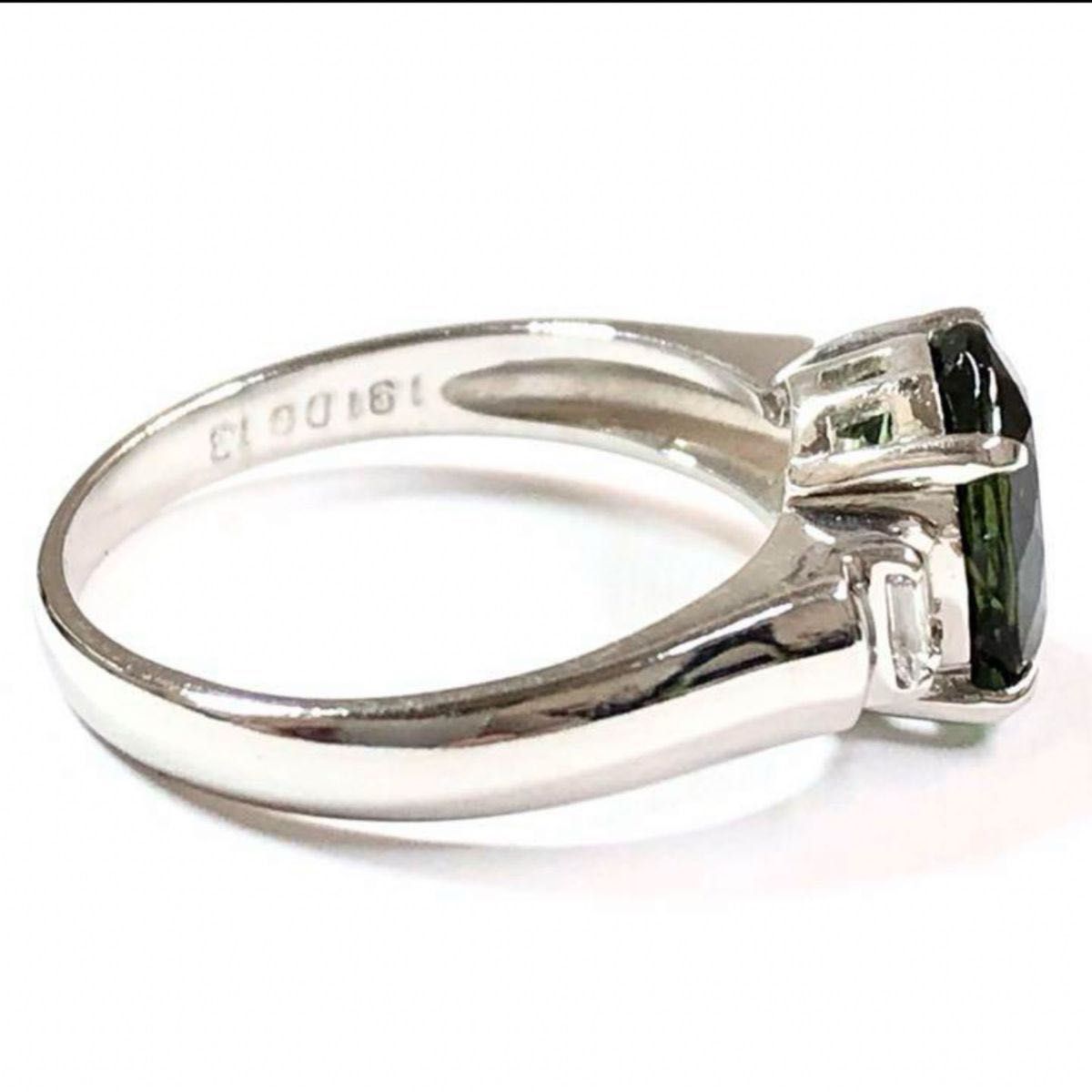 Pt850 グリーントルマリン 1.91ct ダイヤモンド ダイヤ リング 指輪