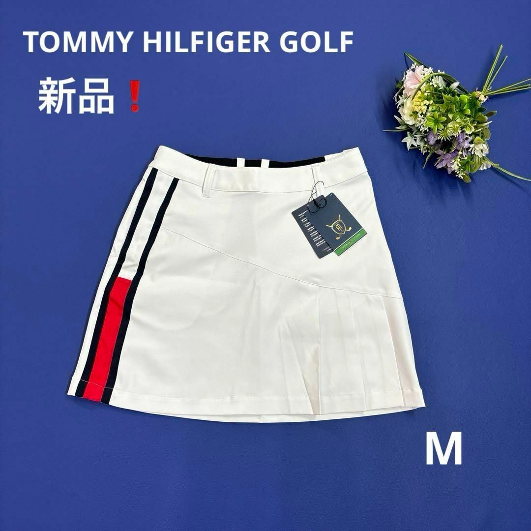 新品★トミーヒルフィガーゴルフ　M スカート　フリル　プリーツ　ホワイト　白　フレア　アシンメトリー　TOMMY HILFIGER GOLF