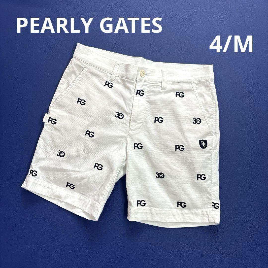 パーリーゲイツ　４/M 　ハーフパンツ　ロゴ総柄　30周年モデル　ホワイト　PEARLY GATES_画像1