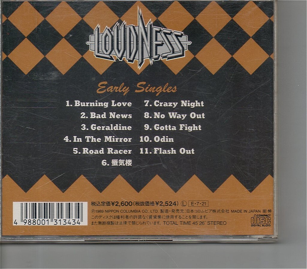【送料無料】ラウドネス /Loudness - Early Singles【超音波洗浄/UV光照射/消磁/etc.】初期シングル集/Crazy Night/Gotta Fight/Road Racerの画像2