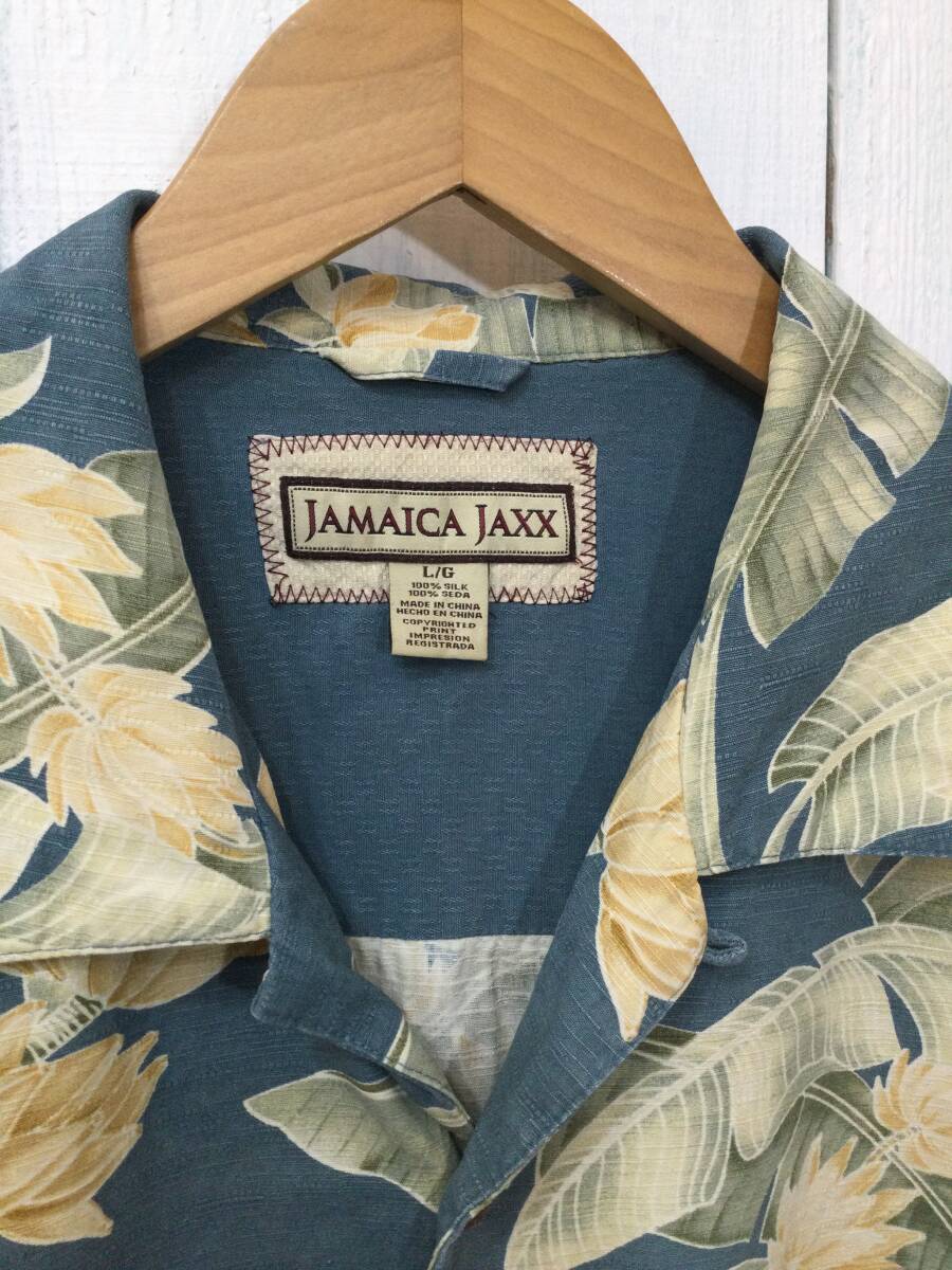 JAMAICA JAXX シルクシャツ アロハシャツ ハワイアン シルク半袖開襟シャツ メンズL 良品_画像3
