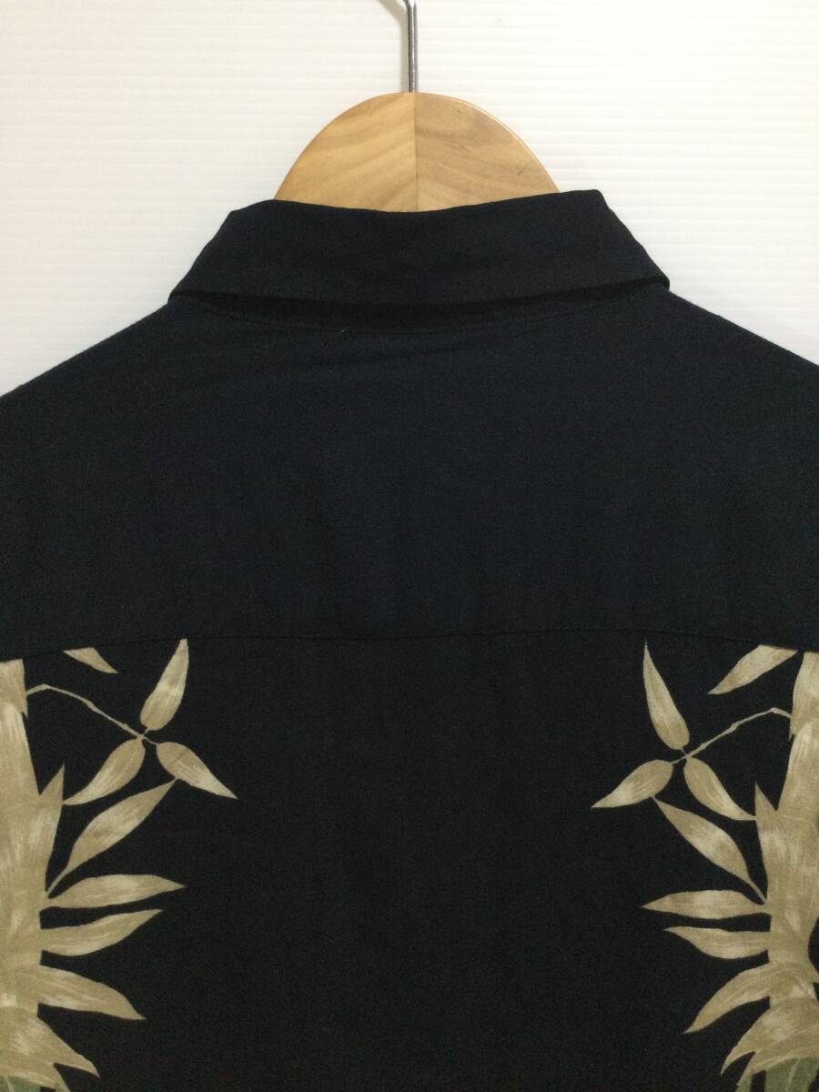CAMPIA アロハシャツ ハワイアン レーヨン半袖シャツ 黒 メンズM大きめ 良品綺麗_画像8