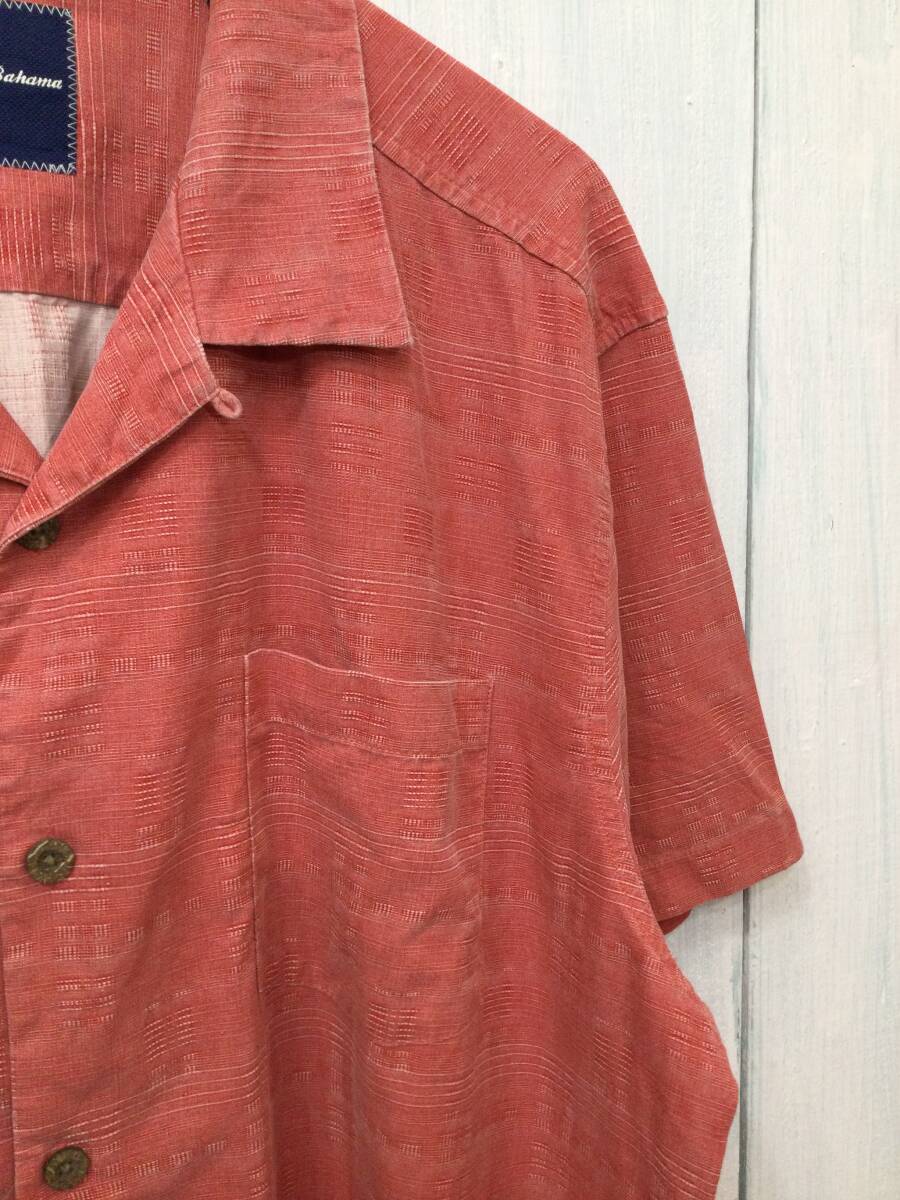 TOMMY BAHAMA トミーバハマ シルクシャツ アロハシャツ ハワイアン 単色シルク 半袖開襟シャツ メンズXL 良品_画像5