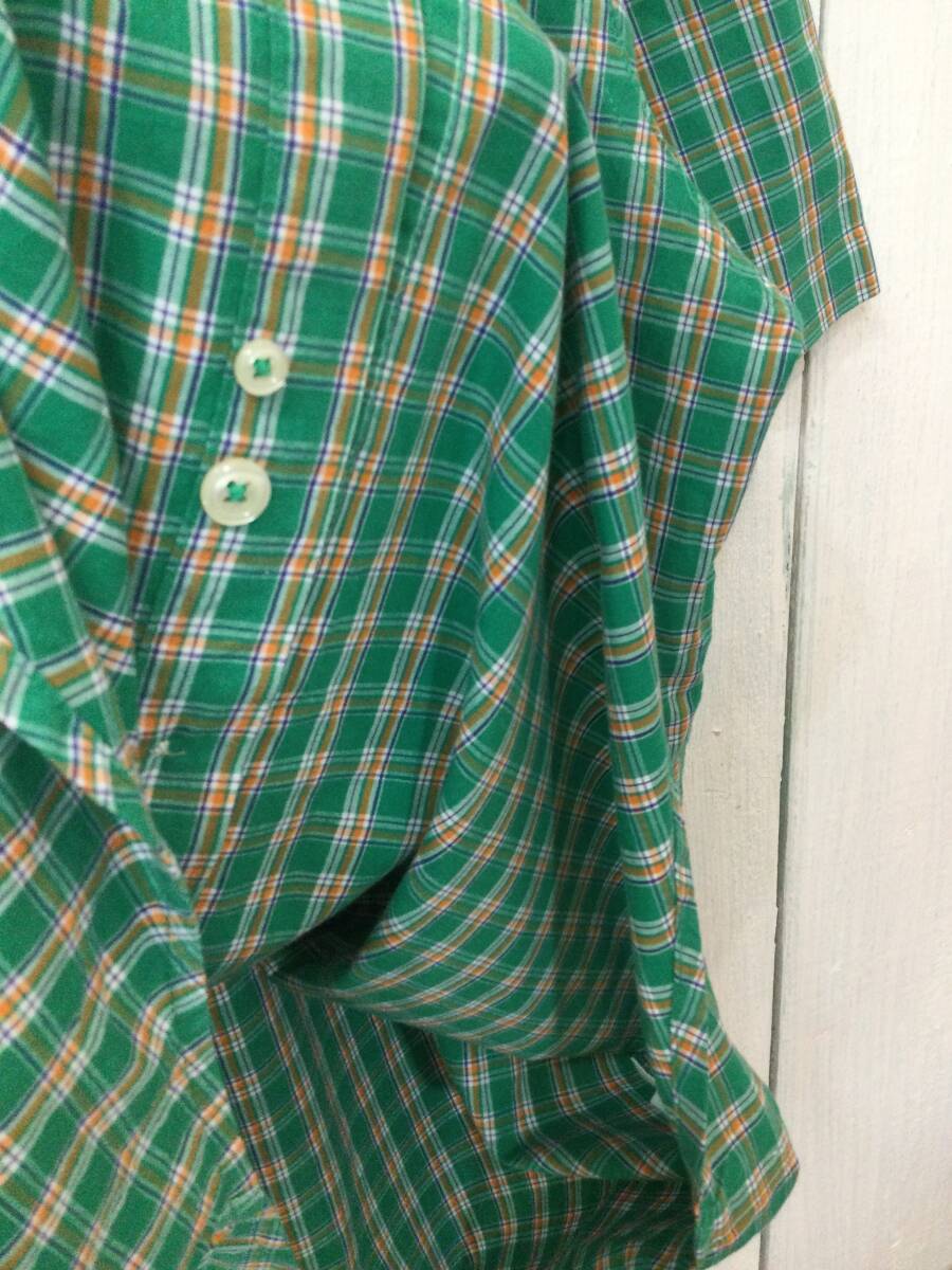 CHAPS チャップス コットン×ポリエステル 半袖シャツ チェックシャツ 緑系 メンズL 良品綺麗_画像7