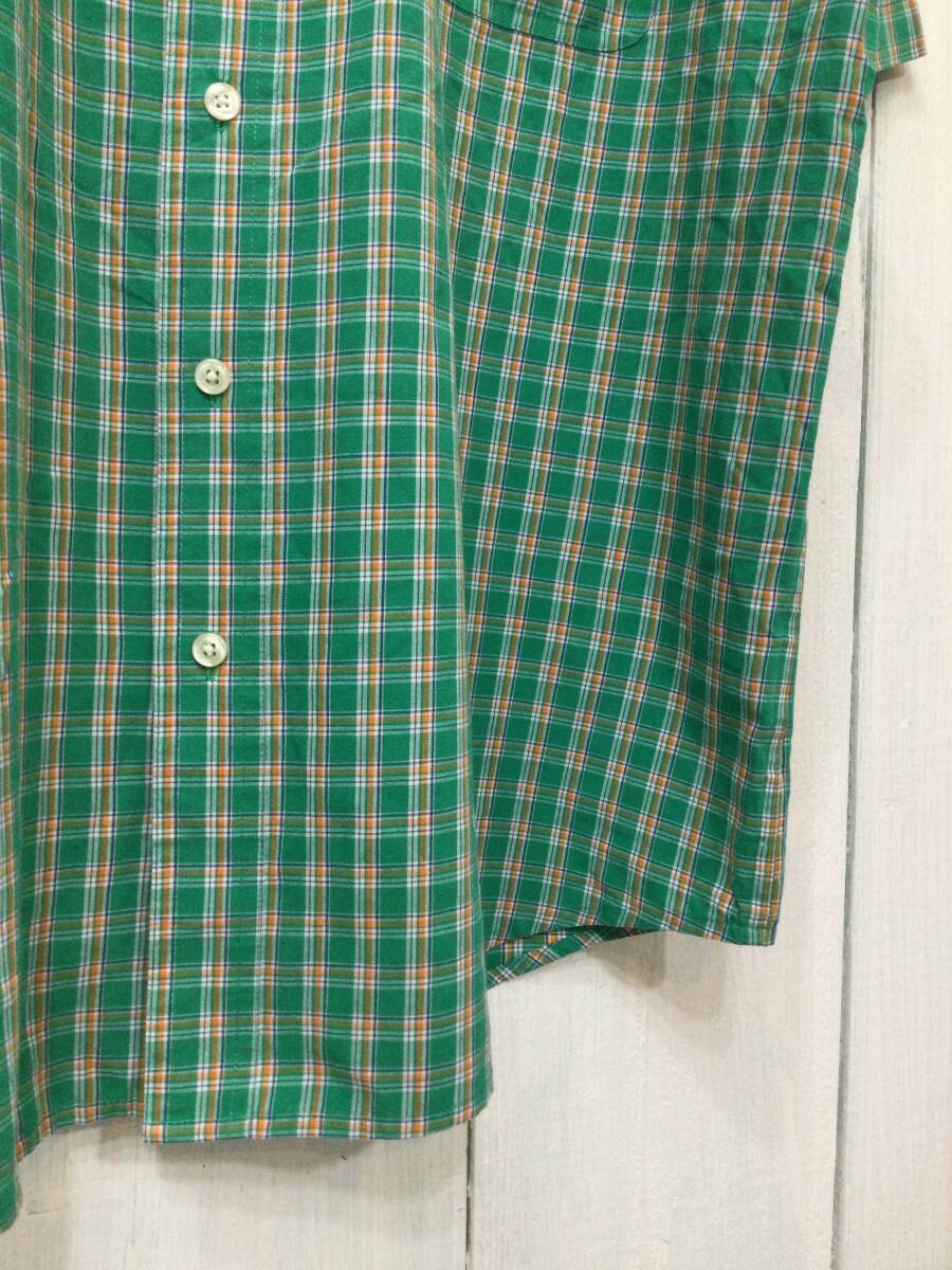 CHAPS チャップス コットン×ポリエステル 半袖シャツ チェックシャツ 緑系 メンズL 良品綺麗_画像6