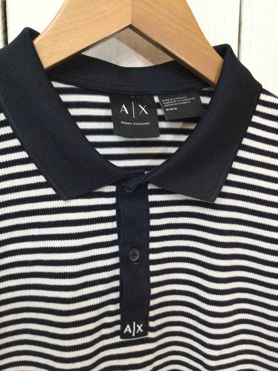 ARMANI EXCHANGE アルマーニ エクスチェンジ コットン半袖ポロシャツ ポロシャツ メンズM 良品綺麗 の画像3