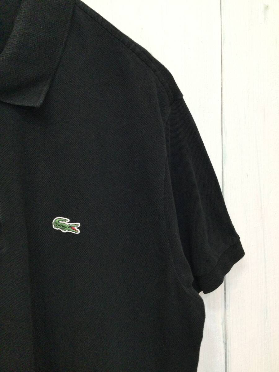 LACOSTE ラコステ コットン半袖ポロシャツ ポロシャツ 胸ロゴ サイズ5 メンズL 黒 良品綺麗 の画像4