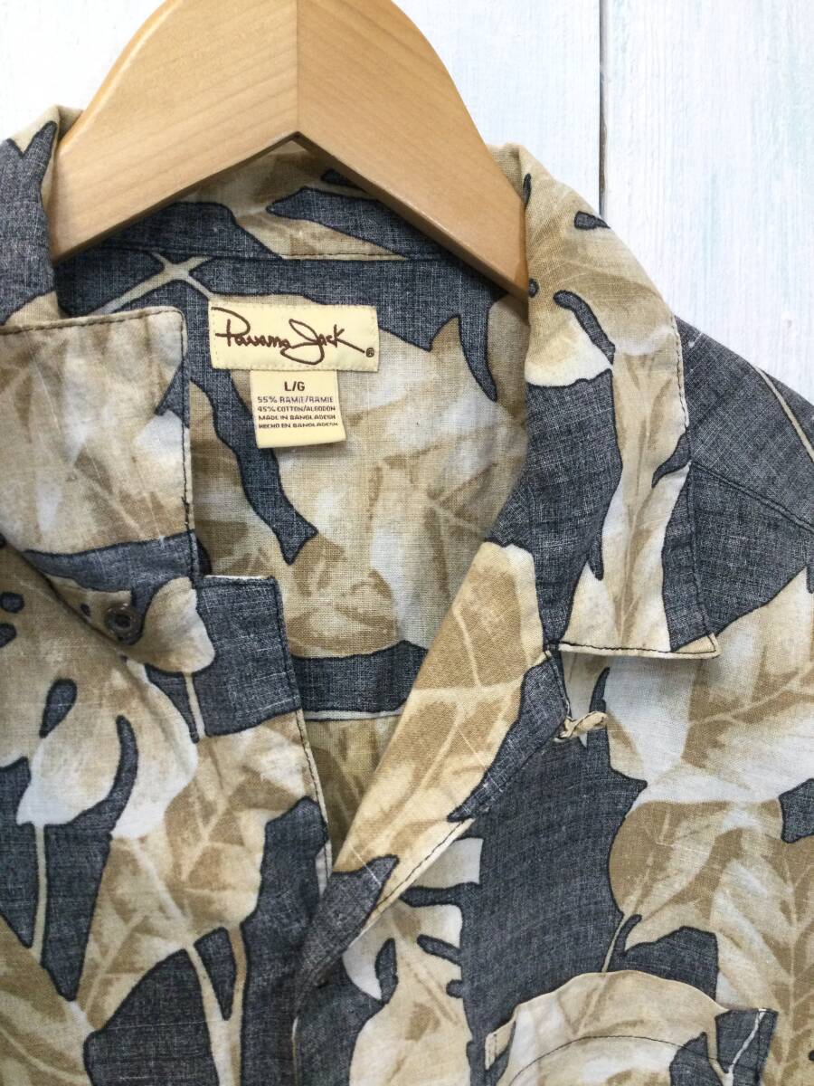 Panama Jack リネンシャツ アロハシャツ ハワイアン ラミー×コットン 半袖開襟シャツ メンズL 良品綺麗 _画像10