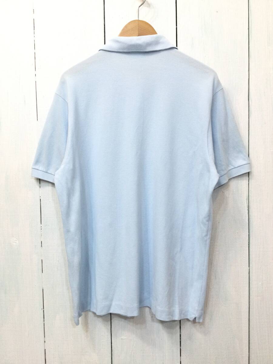 LACOSTE ラコステ コットン半袖ポロシャツ ポロシャツ 胸ロゴ サイズ6 メンズL 薄い水色 良品 _画像9