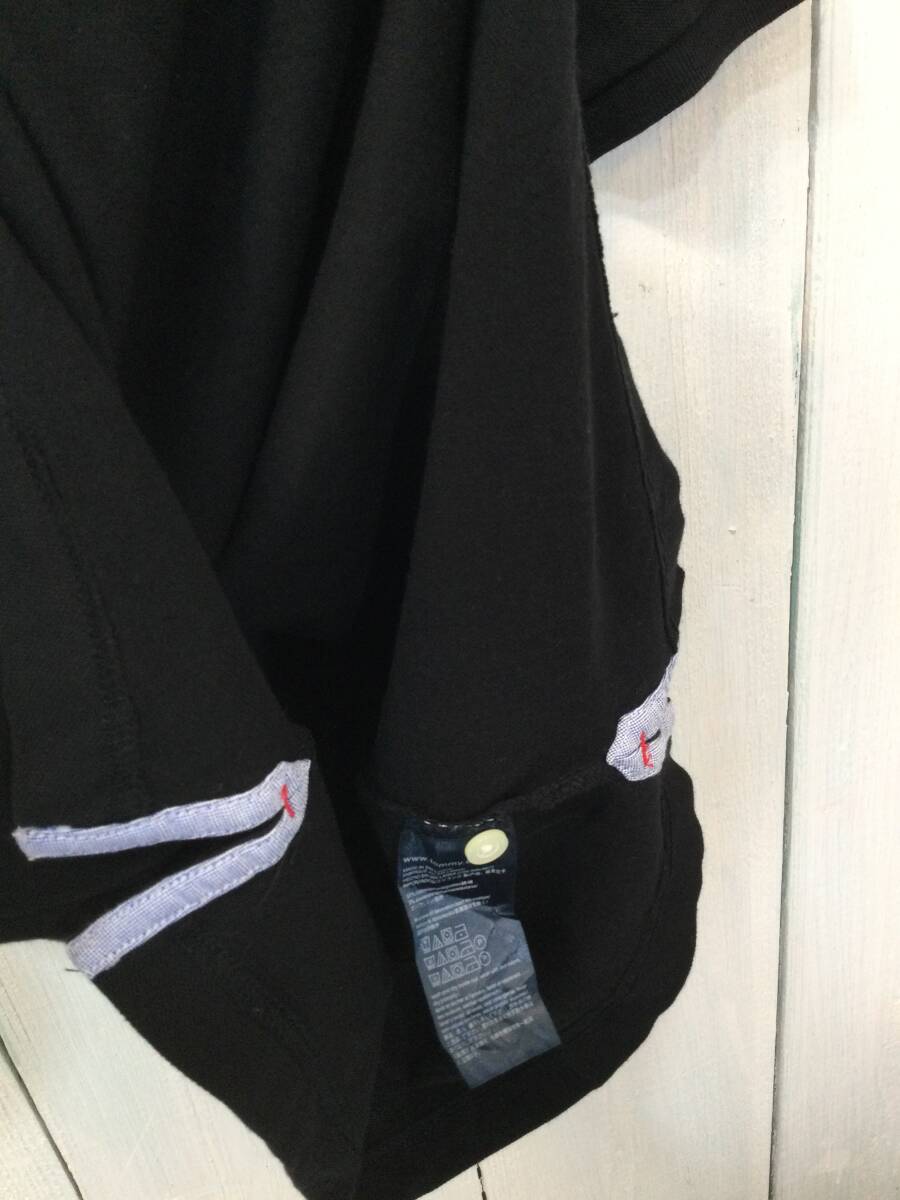 TOMMY HILFIGER トミーヒルフィガー コットン半袖ポロシャツ ポロシャツ 胸ロゴ 黒 メンズM 良品綺麗 の画像7