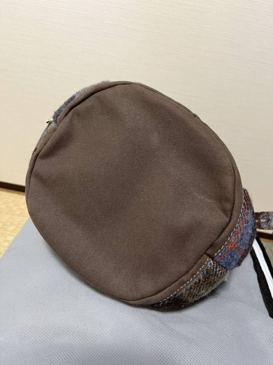 本革　ハリスツイード ハンドバッグ　美品　フォルナ　Harris Tweed ブルー_画像7