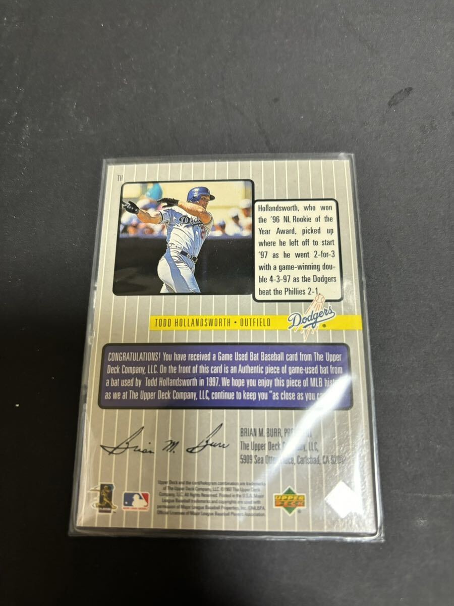 1998 Upper Deck A Piece of the Action 1 TODD HOLLANDSWORTH GAME USED BATトッド・ホランズワース バットカードの画像4