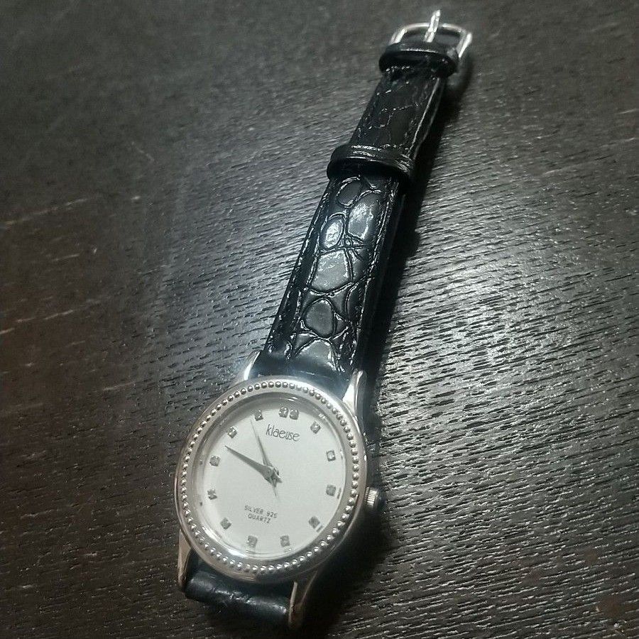 資産価値　FINE Silver925  純銀レディースウォッチ　腕時計　13Pダイヤモンド 造幣局ホールマーク　電池４月６日交換