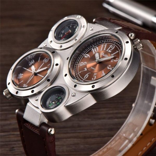 TK548:【定価56800円】１円スタート メンズ 腕時計 クォーツ 高級 ユニーク デュアルタイムの画像2