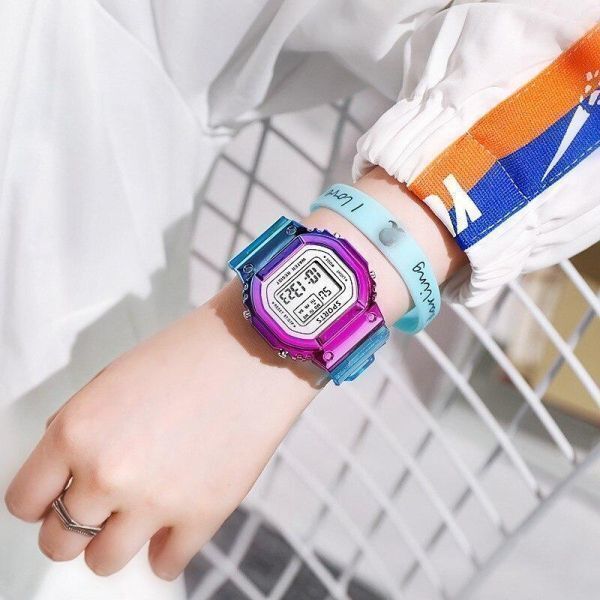 TK034:[ обычная цена 32800 иен ]1 иен старт унисекс красочный цифровой наручные часы спорт casual каркас 