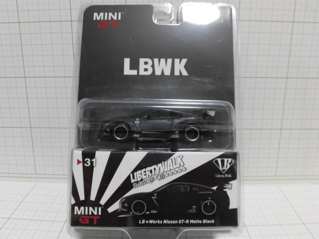 マッドブラック 31 MINI GT 1/64 LBWK 日産 GT-R R35 日章旗 オーバーフェンダー ブリスター スーパーカー スカイライン ワイルドスピードの画像1