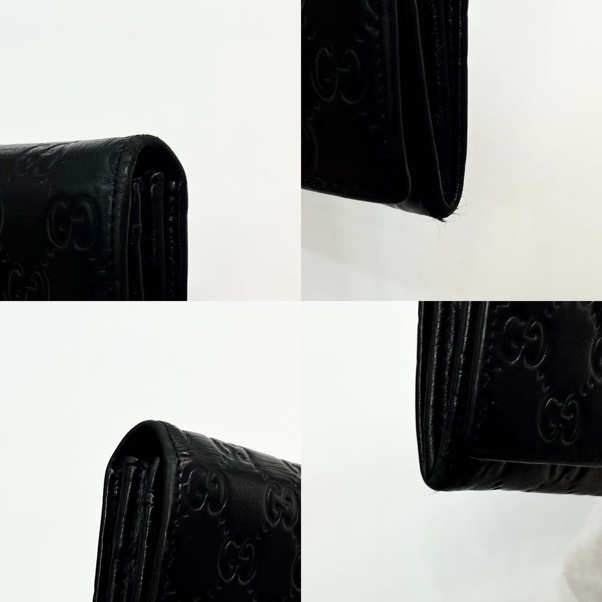 【極美品】 GUCCI グッチ 長財布 折り財布 ウォレット ファスナー シマ GG レザー ブラック 黒 メンズ レディース 高級感 ホック _画像8