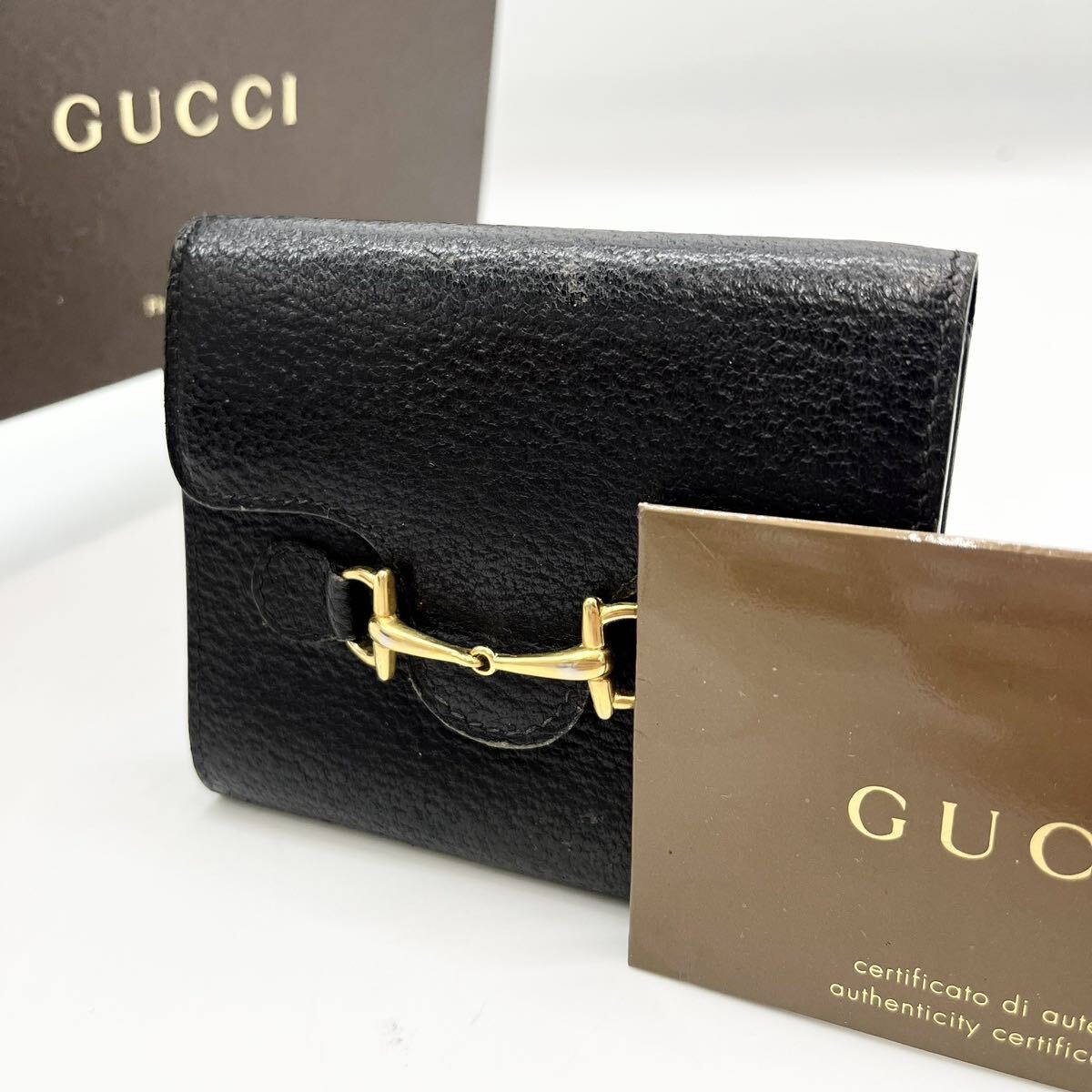 1円~【美品】定価12万 GUCCI グッチ ジャッキー 折り財布 二つ折り レザー 札入れ メンズ レディース ユニセックス ブラック_画像1