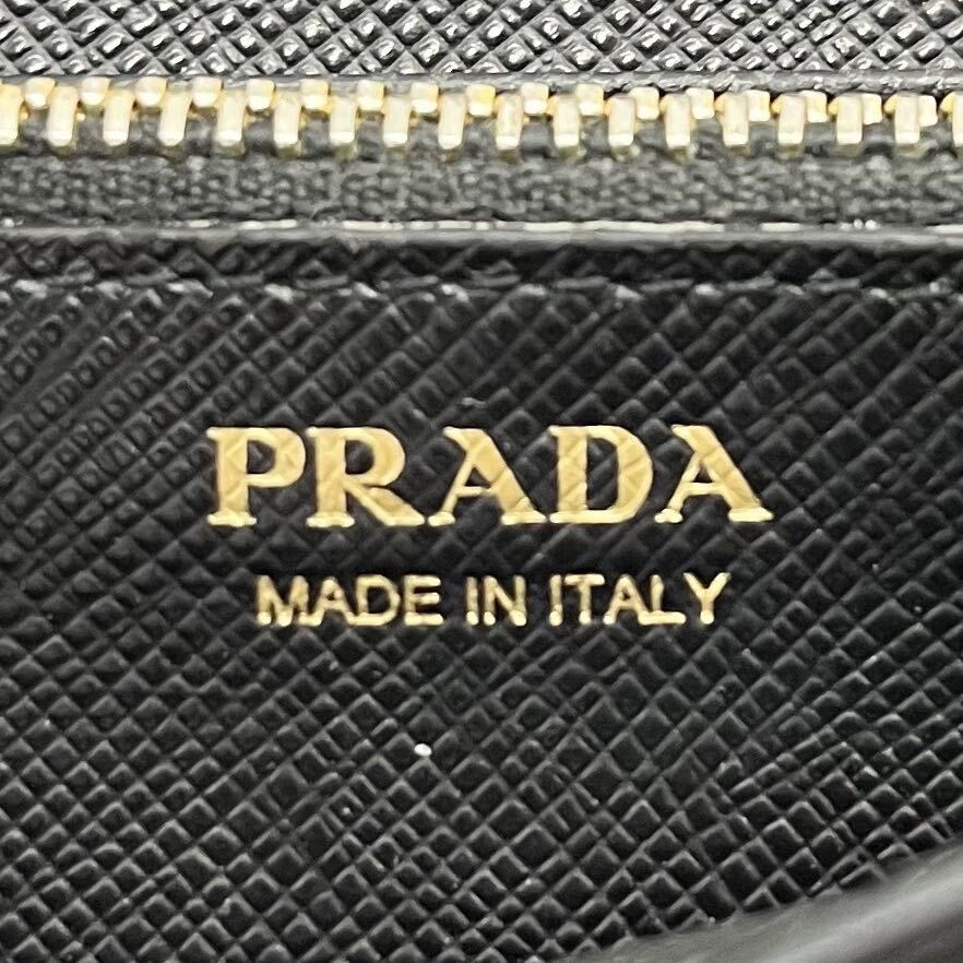 1円《美品》PRADA プラダ オーガナイザー トラベルケース ビジネス 長財布 ロゴ型押し レザー ブラック メンズ レディース パスケース付きの画像10