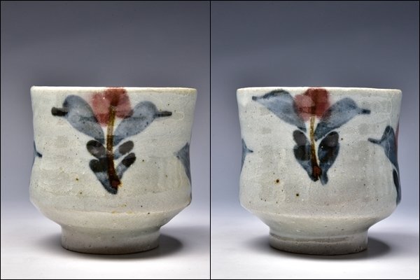 SP5618 木村一郎 益子 鉄絵 湯呑 茶器 煎茶 酒杯 酒器 共箱_画像3