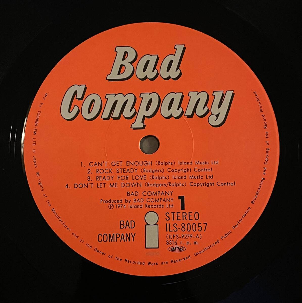 帯付き！国内盤★ バッド・カンパニー【BAD COMPANY】／BAD COMPANY  ヘヴィーロック ★レコード番号：ILS-80057の画像3